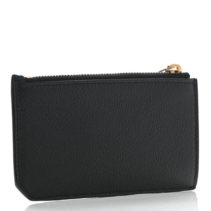 Saint Laurent Grained Calfskin Monogram 5 Fragments Zip Pouch Card Holder Black 3 of 7