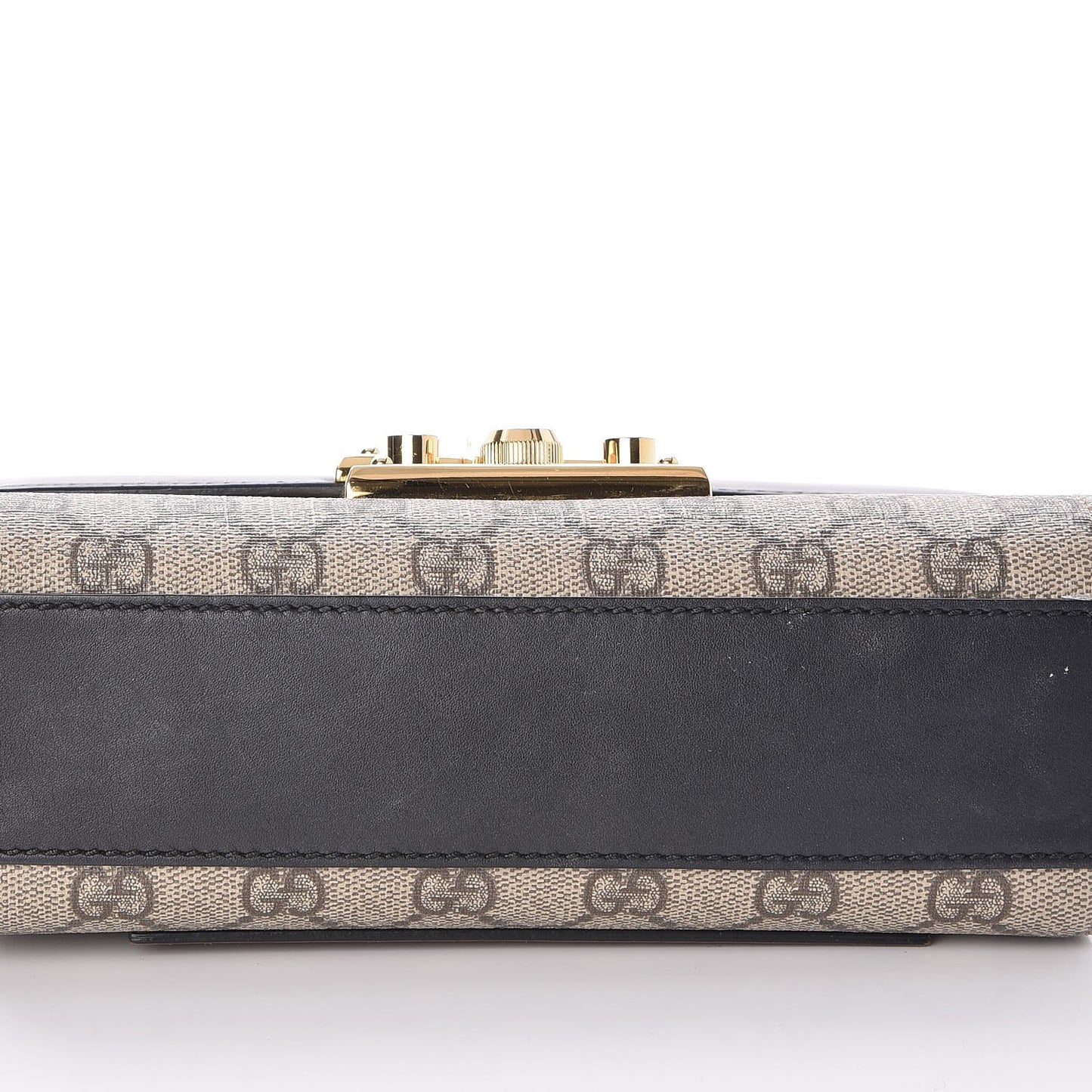 GG Supreme Monogram Calfskin Small Padlock Shoulder Bag Beige Black Cuir