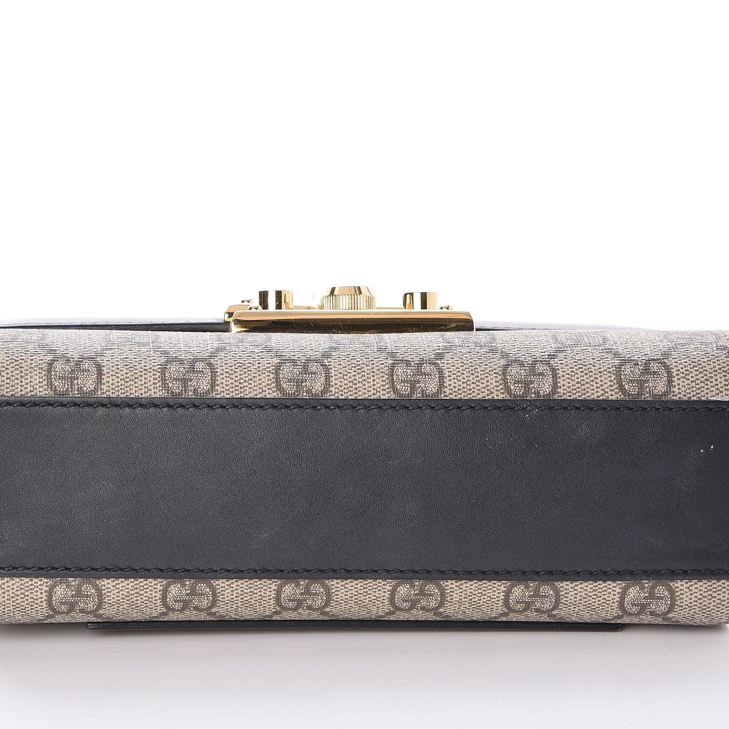Gucci GG Supreme Monogram Calfskin Small Padlock Shoulder Bag Beige Black Cuir 11 of 11