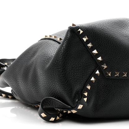 Valentino Garavani Pebbled Calfskin Rockstud Drawstring Backpack Black 8 of 9
