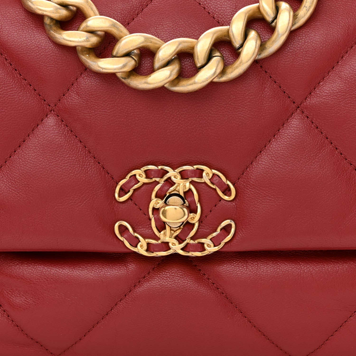Chanel Goatskin Quilted Large Chanel 19 Flap Red 8 of 10