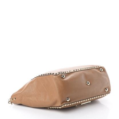 Valentino Garavani Vitello Medium Rockstud Tote Camel 3 of 16