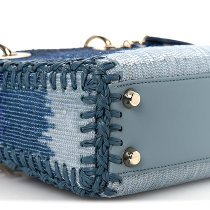 Christian Dior Calfskin Sequin Gradient Stitched Small Lady Dior Blue 9 of 12