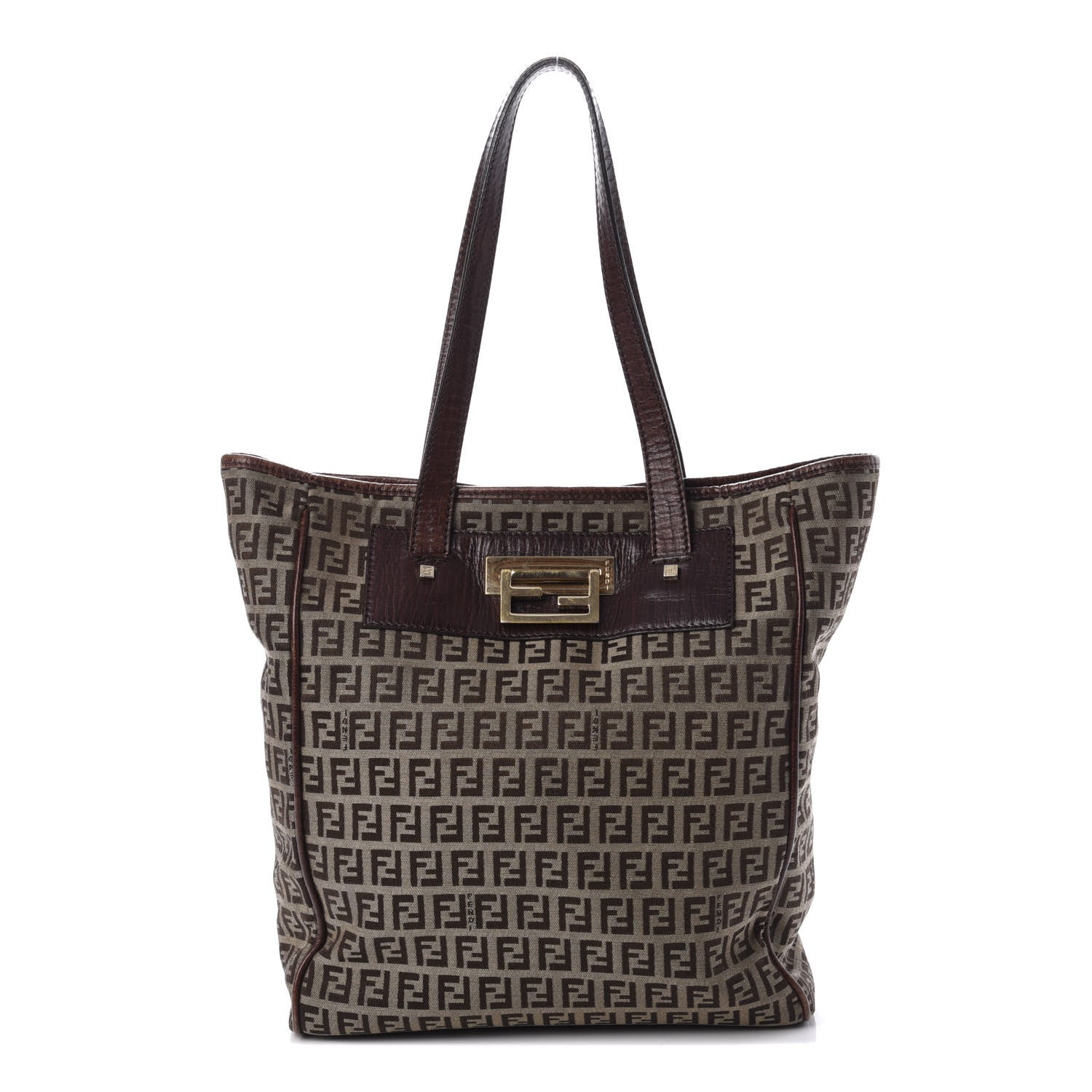 Fendi Zucchino Vitello Tote Mogano Panna Bruciato 1 of 11
