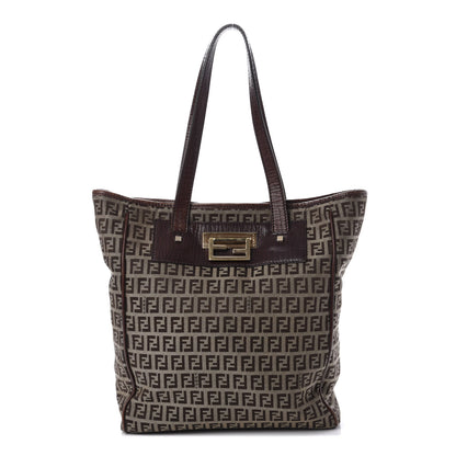 Fendi Zucchino Vitello Tote Mogano Panna Bruciato 1 of 11