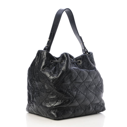 Chanel Glazed Calfskin On The Road Drawstring Tote Black 3 of 7
