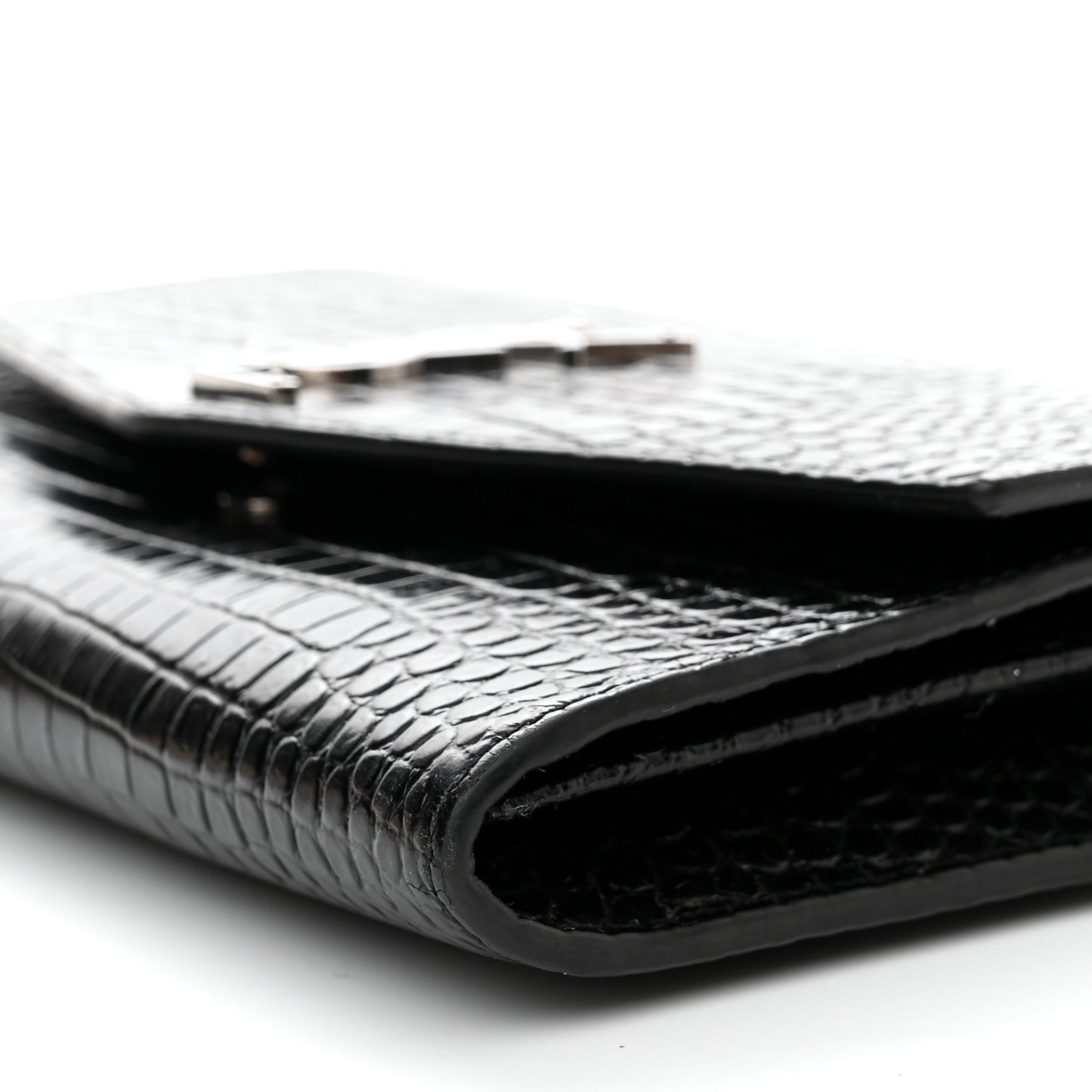 Calfskin Crocodile Embossed Monogram Mini Uptown Crossbody Black