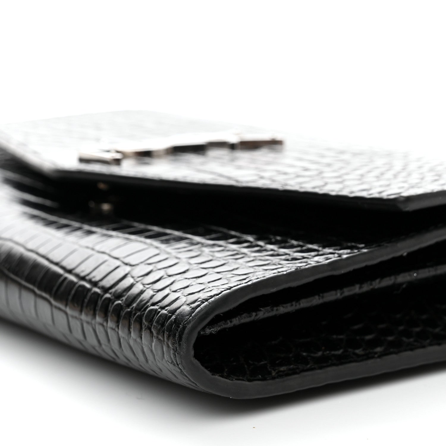 Saint Laurent Calfskin Crocodile Embossed Monogram Mini Uptown Crossbody Black 10 of 16