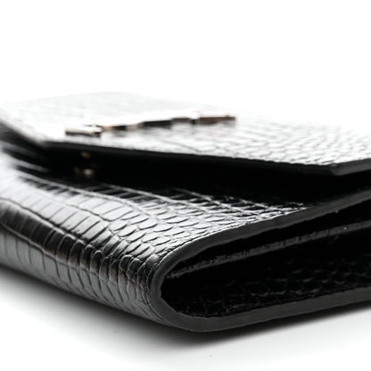Saint Laurent Calfskin Crocodile Embossed Monogram Mini Uptown Crossbody Black 10 of 16