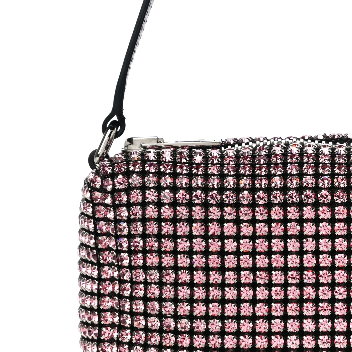 Mesh Crystal Rhinestone Mini Heiress Pouch Pink