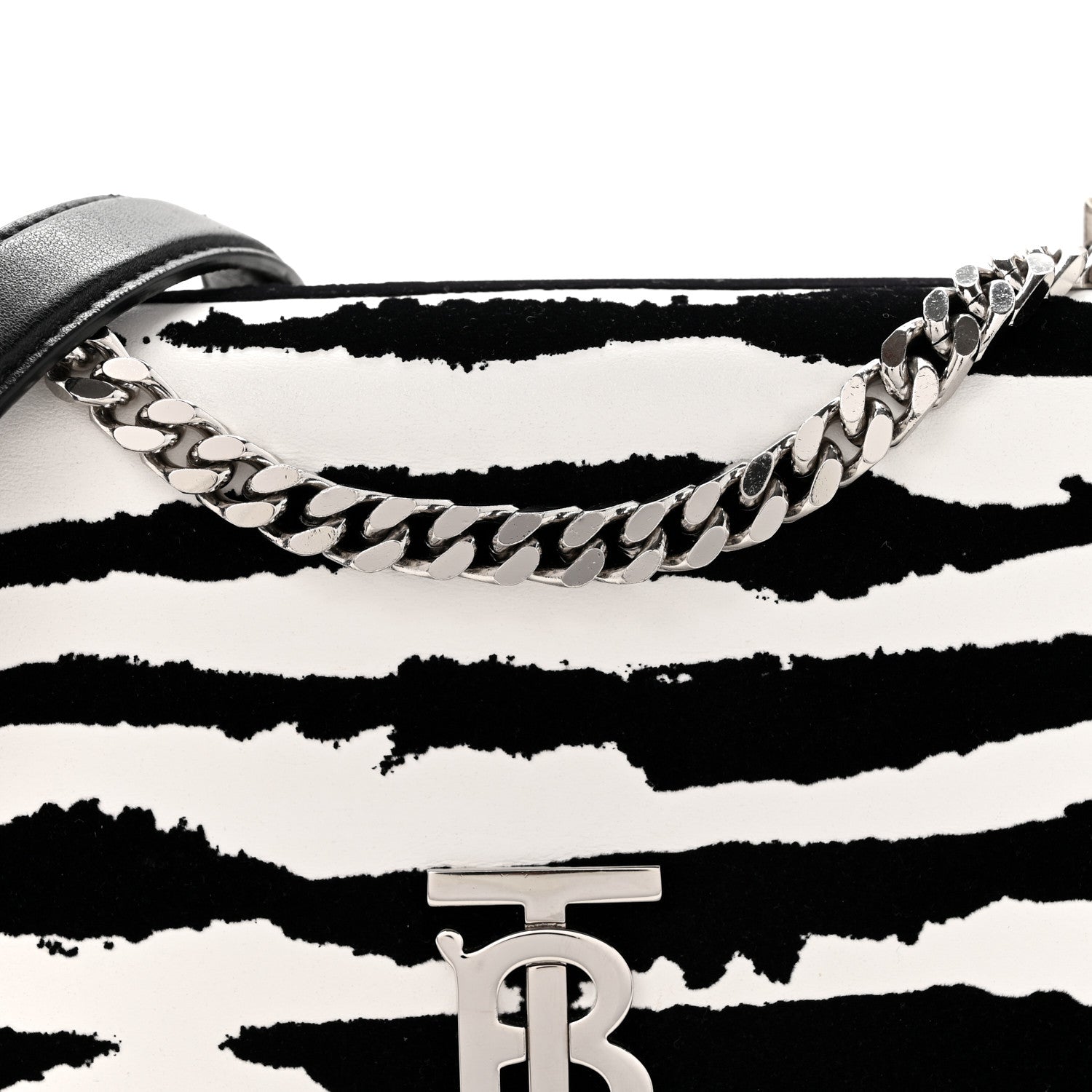 Burberry Calfskin Zebra Print Lola Bag Black White 8 of 11