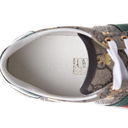 Gucci GG Supreme Monogram Bees Ayers Web Womens Ace Sneakers 37 Beige Oro Green Red 6 of 11