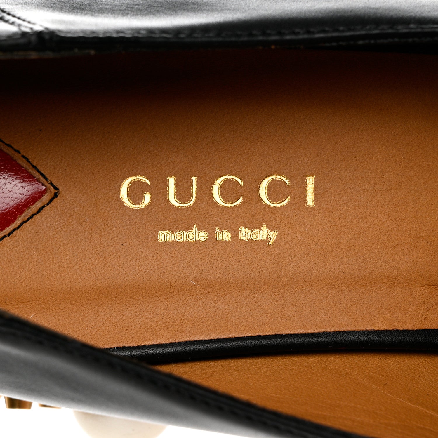 Gucci Betis Glamour Calfskin Web Pearl Embellished Peyton 35mm Loafer Pumps 36.5 Black 7 of 9