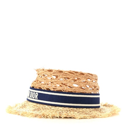 Christian Dior Straw Beach Hat 58 Bleu 4 of 8
