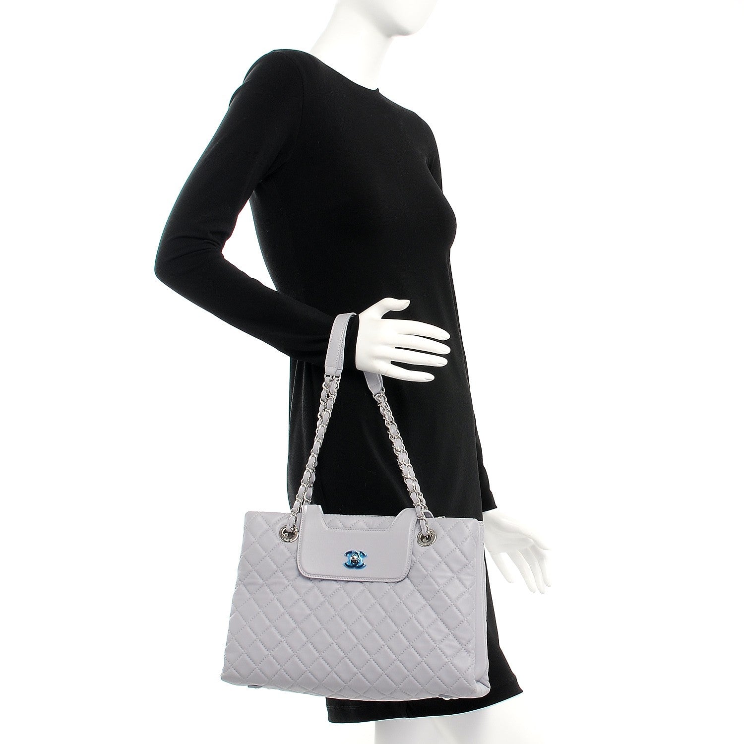 Chanel Lambskin Quilted By 3 Shopping Tote Light Grey 2 of 8