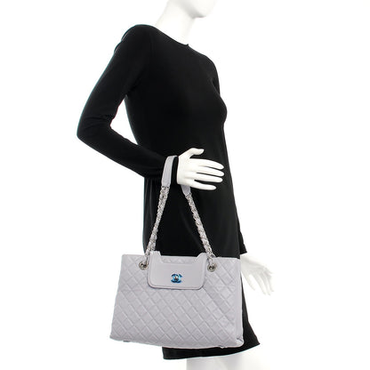 Chanel Lambskin Quilted By 3 Shopping Tote Light Grey 2 of 8
