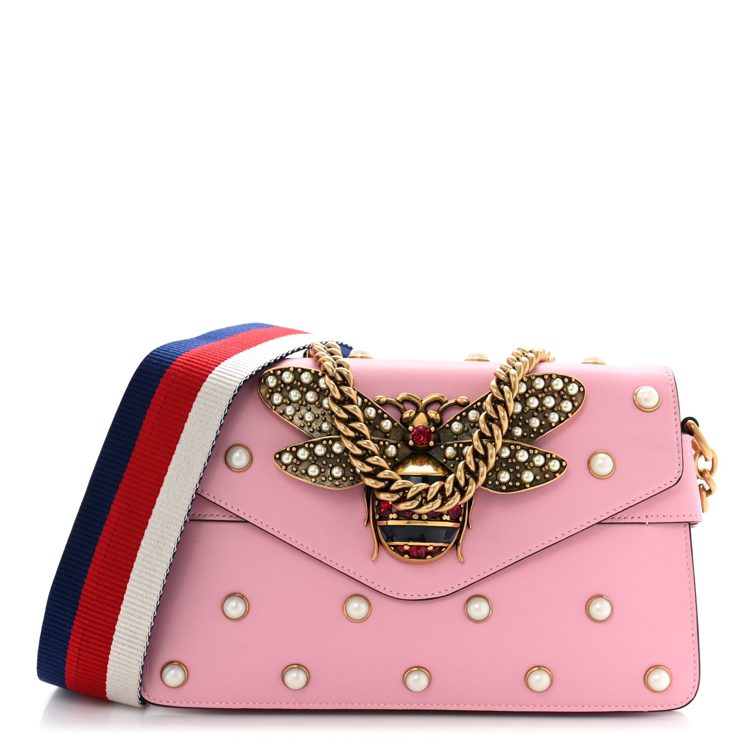 Gucci Nappa Pearl Studded Mini Queen Margaret Broadway Shoulder Bag Sugar Pink 1 of 14