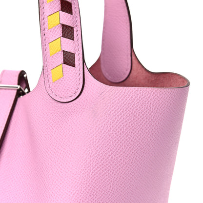 Hermes Epsom Tressage De Cuir Picotin Lock 18 PM Mauve Sylvestre Rouge H Jaune De Naples 8 of 11