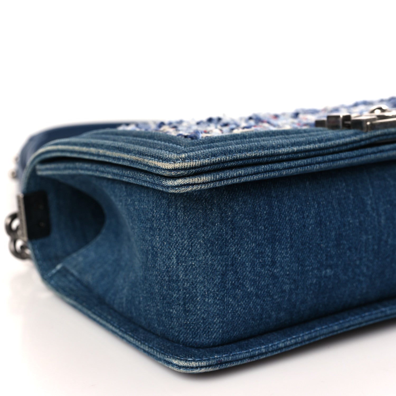 Chanel Tweed Denim Medium Boy Flap Blue 8 of 9