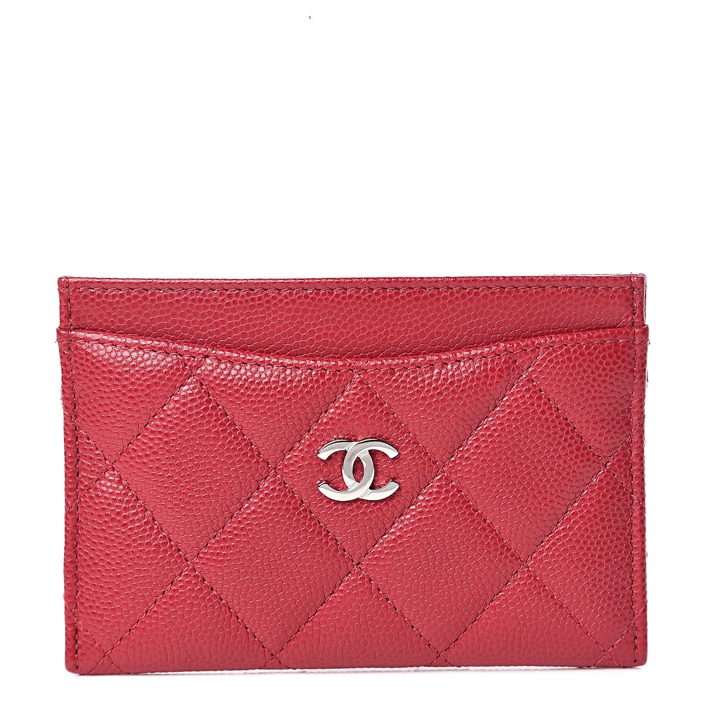 Caviar Quilted Card Holder Dark Pink