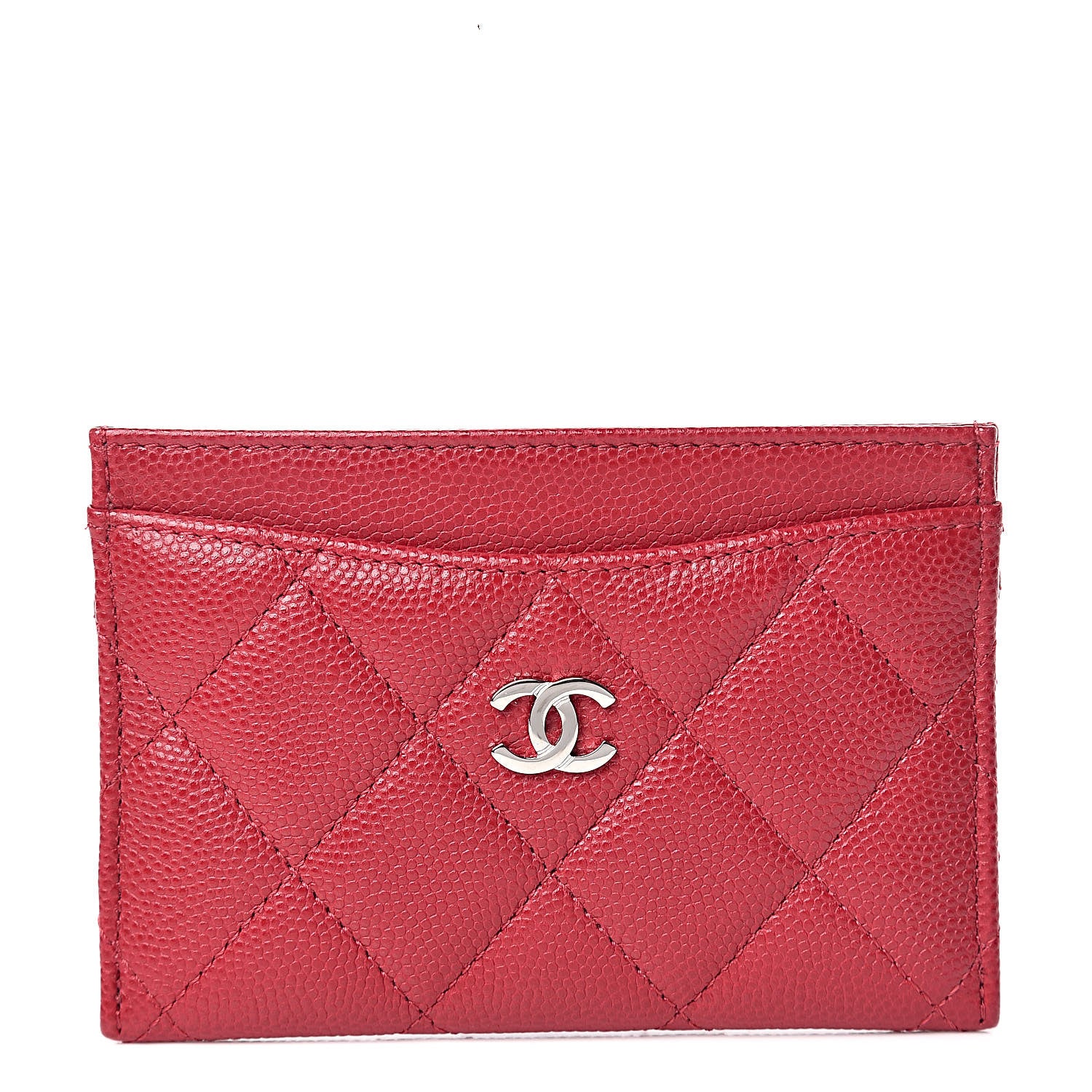 Chanel Caviar Quilted Card Holder Dark Pink 1 of 9