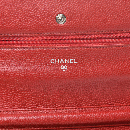 Chanel Caviar Quilted Wallet On Chain WOC Dark Red 6 of 12