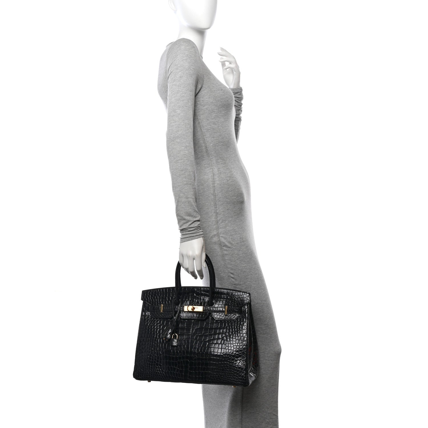Hermes Shiny Porosus Crocodile Birkin 35 Black 2 of 13