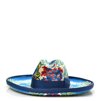 Gucci Velvet Brocade Wide Brim Hat M Periwinkle Blue 3 of 6