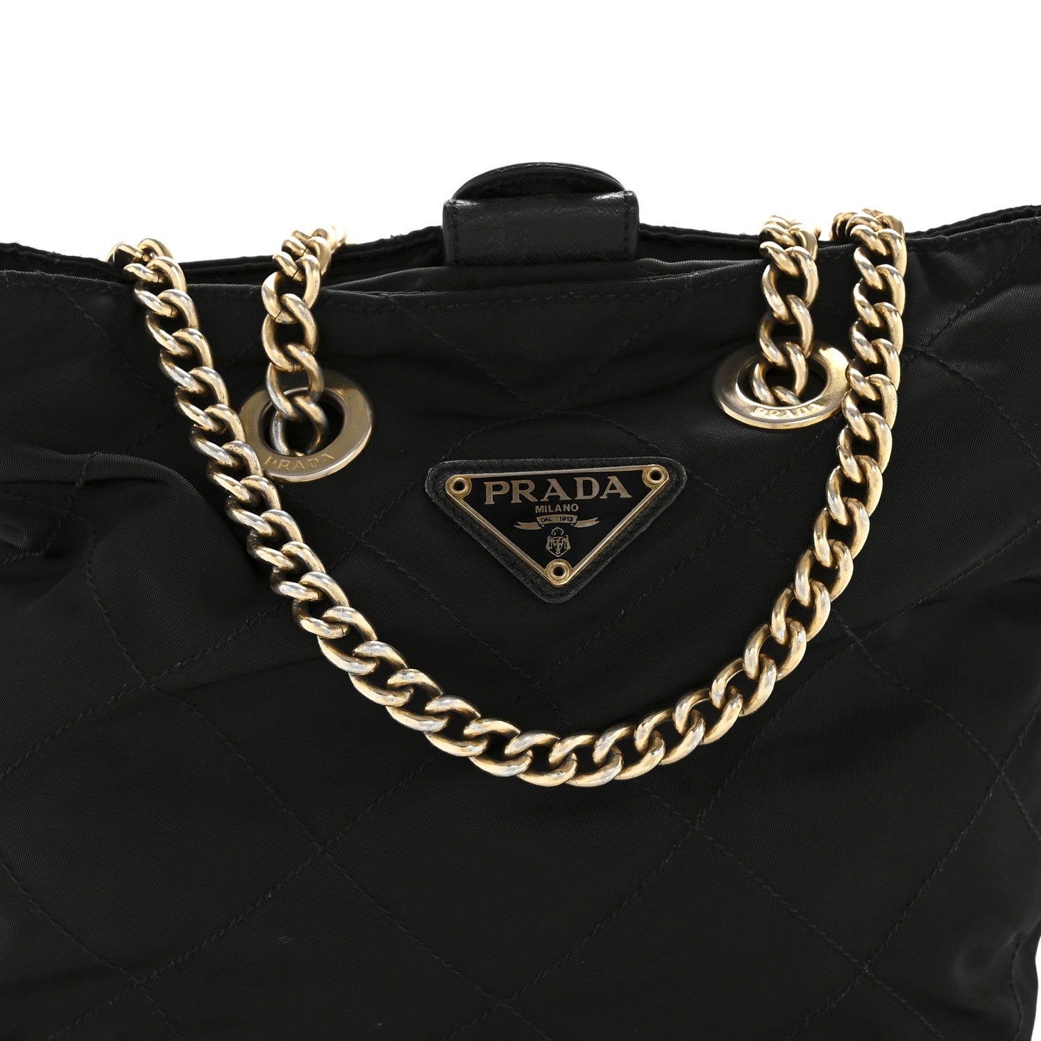 Prada Tessuto Nylon Chain Shoulder Bag Black 8 of 13