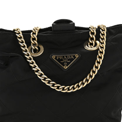 Prada Tessuto Nylon Chain Shoulder Bag Black 8 of 13