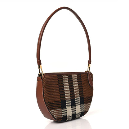 Burberry Canvas Calfskin Check Knitted Small Olympia Birch Brown 3 of 8