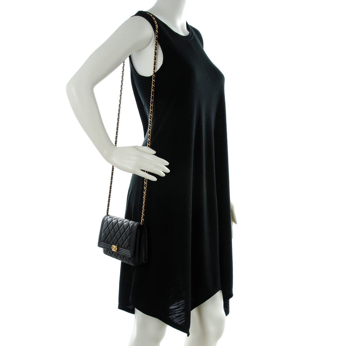 Lambskin Quilted Boy Wallet On Chain WOC Black