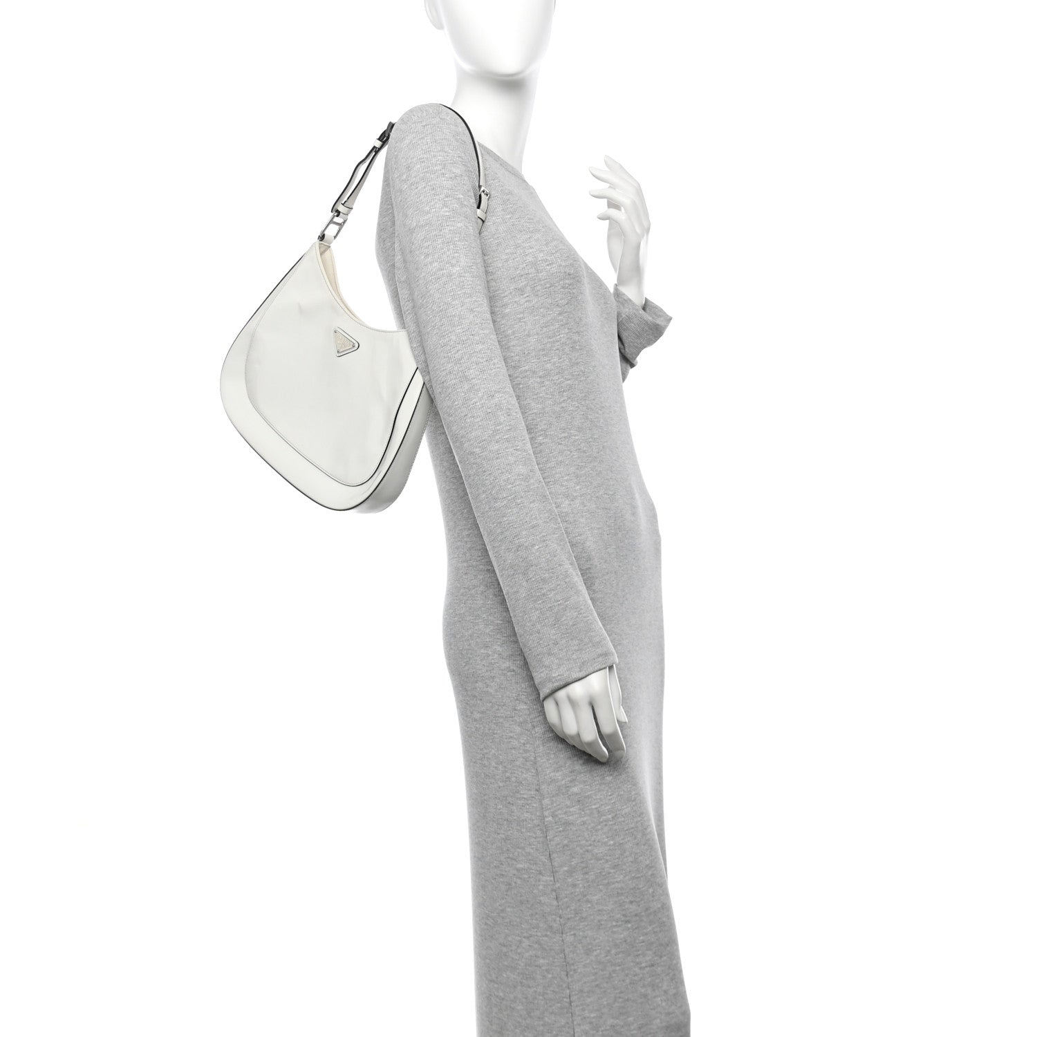 Prada Spazzolato Cleo Adjustable Strap Shoulder Bag White 1762176