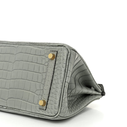 Hermes Matte Alligator Birkin 25 Gris Ciment 10 of 11