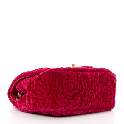 Chanel Velvet Camellia Embossed Mini Square Flap Fushia 4 of 12