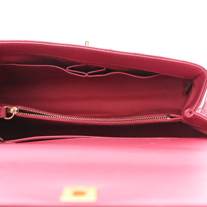 Chanel Calfskin Chevron Quilted Small Coco Handle Flap Dark Fuchsia 5 of 11