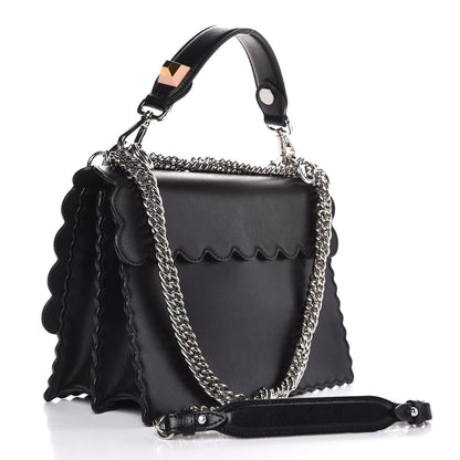 Fendi Vitello Liberty Scalloped Spike Studded Kan I Shoulder Bag Black Multicolor 4 of 8