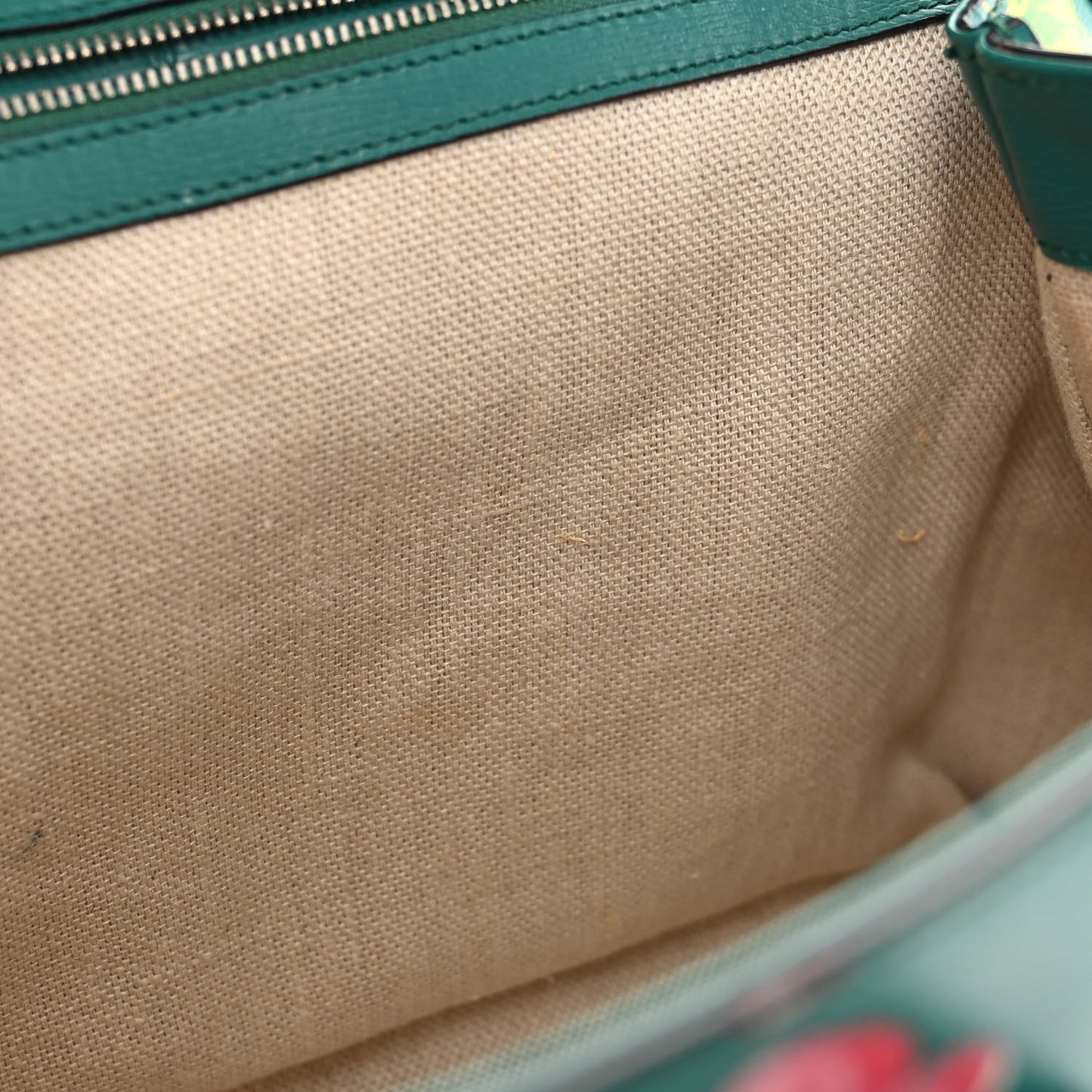 Shangai Calfskin Blooms Print Medium Bamboo Daily Top Handle Bag Clear Bright Emerald Multicolor