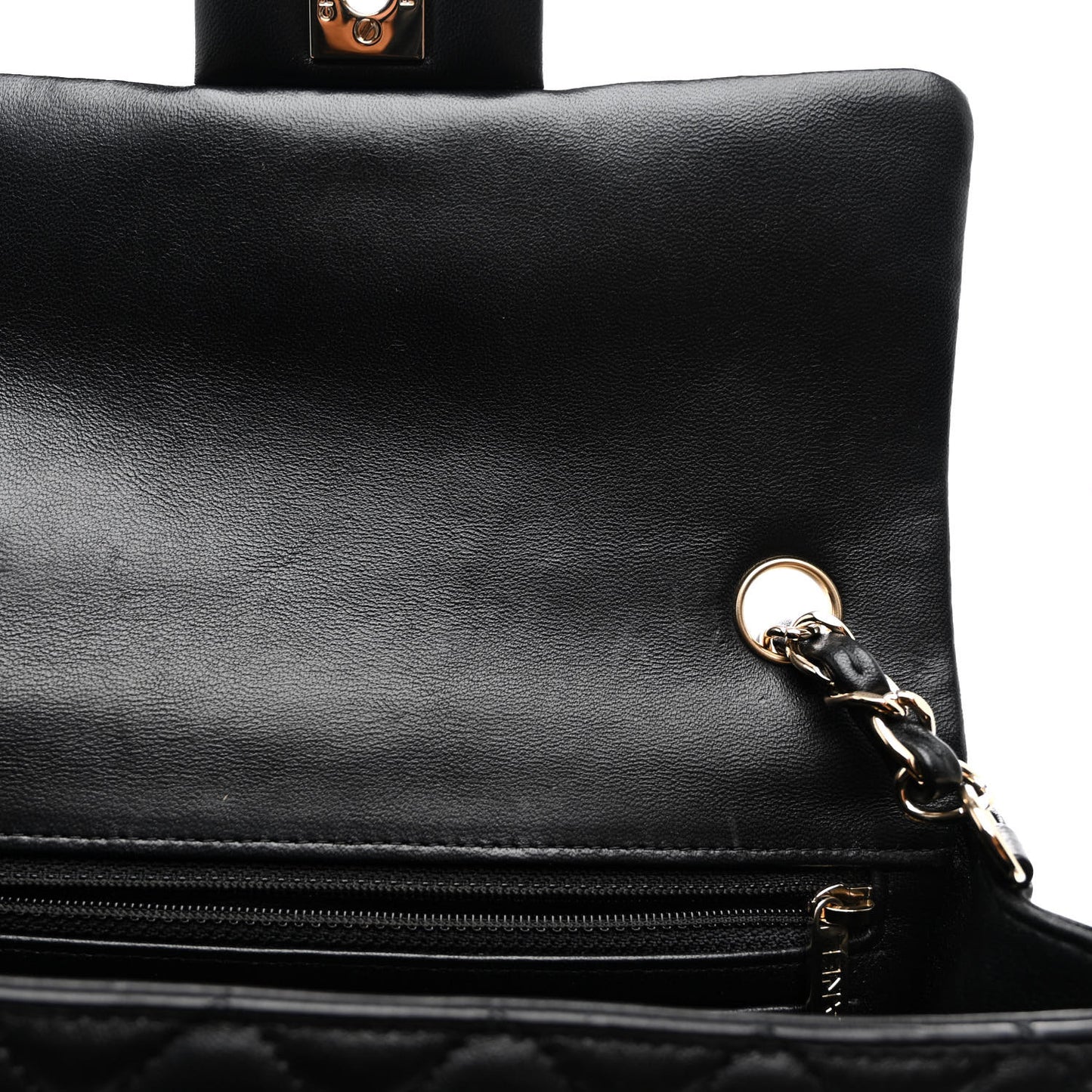 Lambskin Quilted Mini Rectangular Flap Black