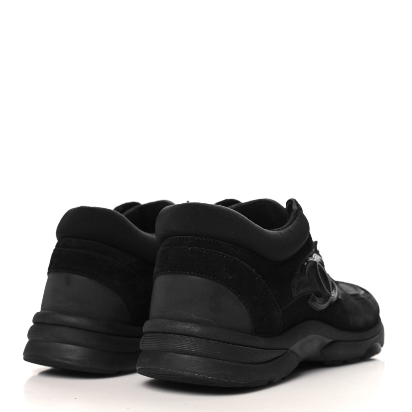Nylon Calfskin Suede CC Sneakers 39 Black