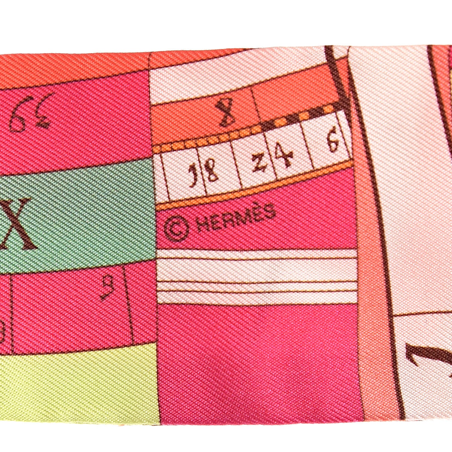 Hermes Silk Astrologie Twilly Rose Corail Vert Fluo 3 of 5