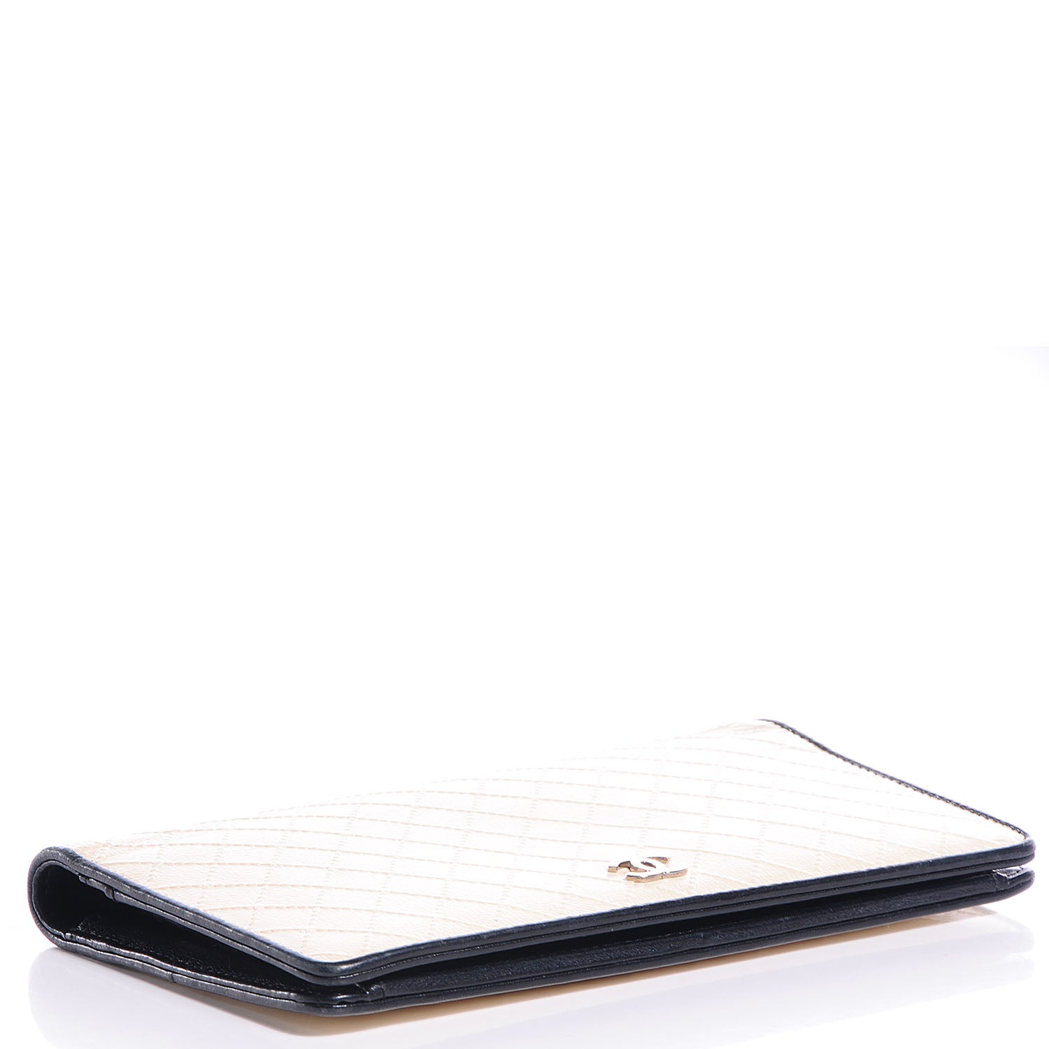 Chanel Leather Stitched Yen Wallet Light Beige 4 of 8