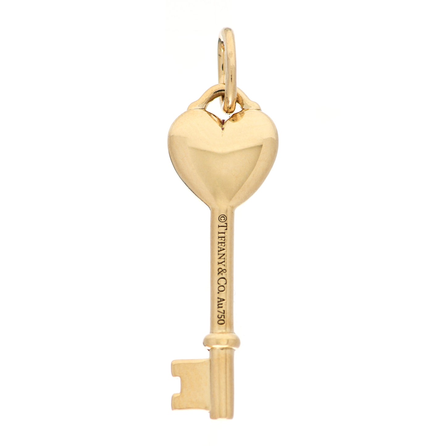 18K Yellow Gold Enamel Mini Heart Key Pendant Red