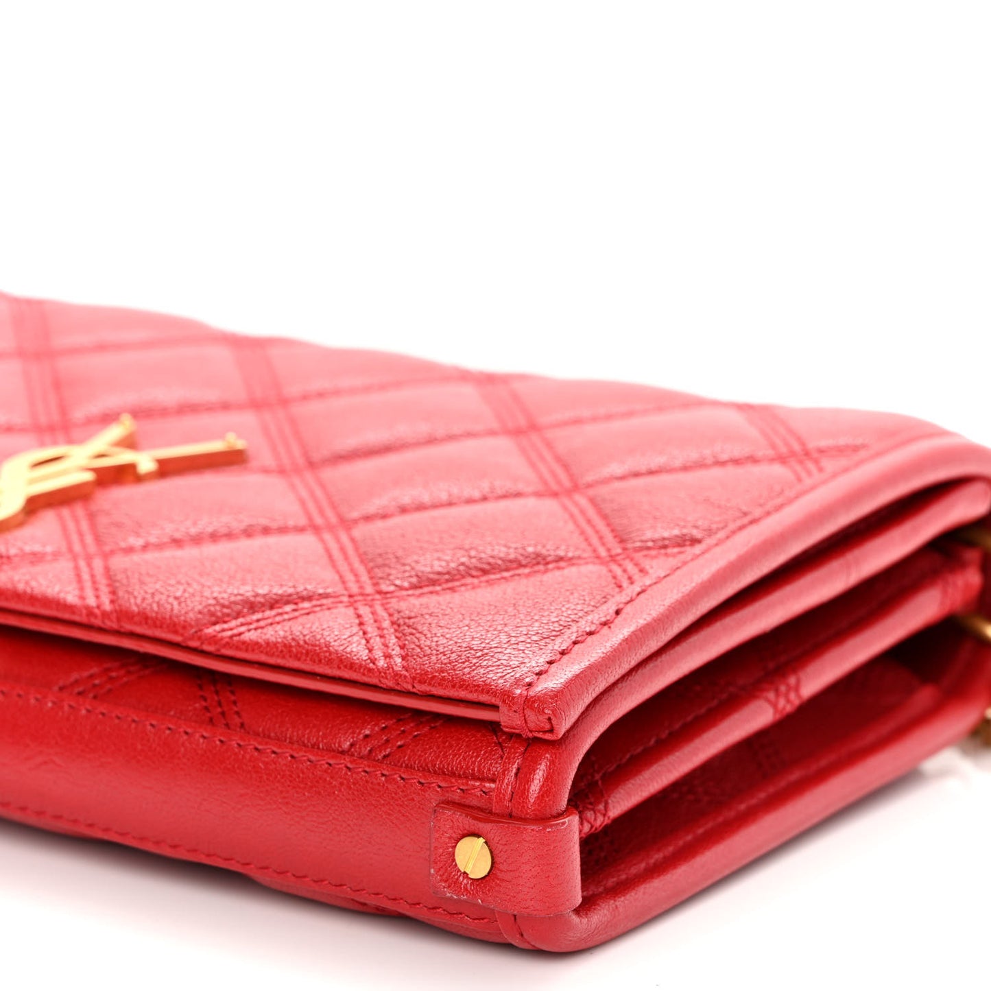 Lambskin Diamond Quilted Becky Chain Wallet Rouge Eros