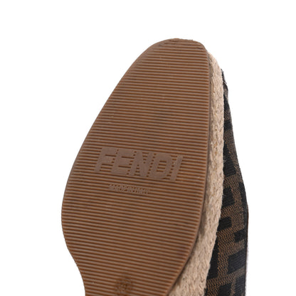 Fendi Zucca Raffia Zeppa Wedge Sandals 39.5 Tobacco 17 of 21