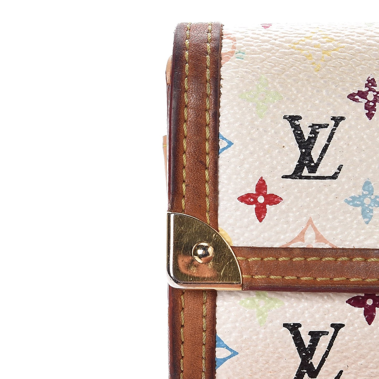 Monogram Multicolor Porte-Monnaie Plat Coin Purse White