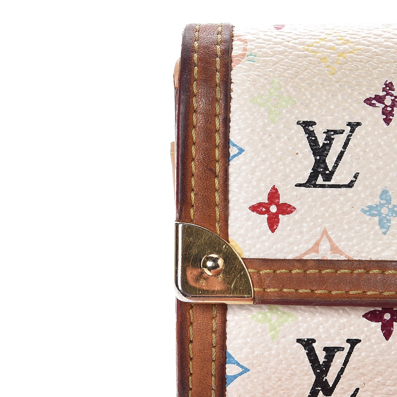 Louis Vuitton Monogram Multicolor Porte-Monnaie Plat Coin Purse White 7 of 12