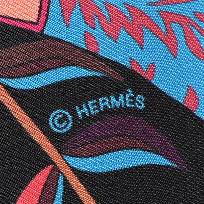 Hermes Silk Fleurs et Papillons de Tissus Twilly Black Rouge Bleu 3 of 9