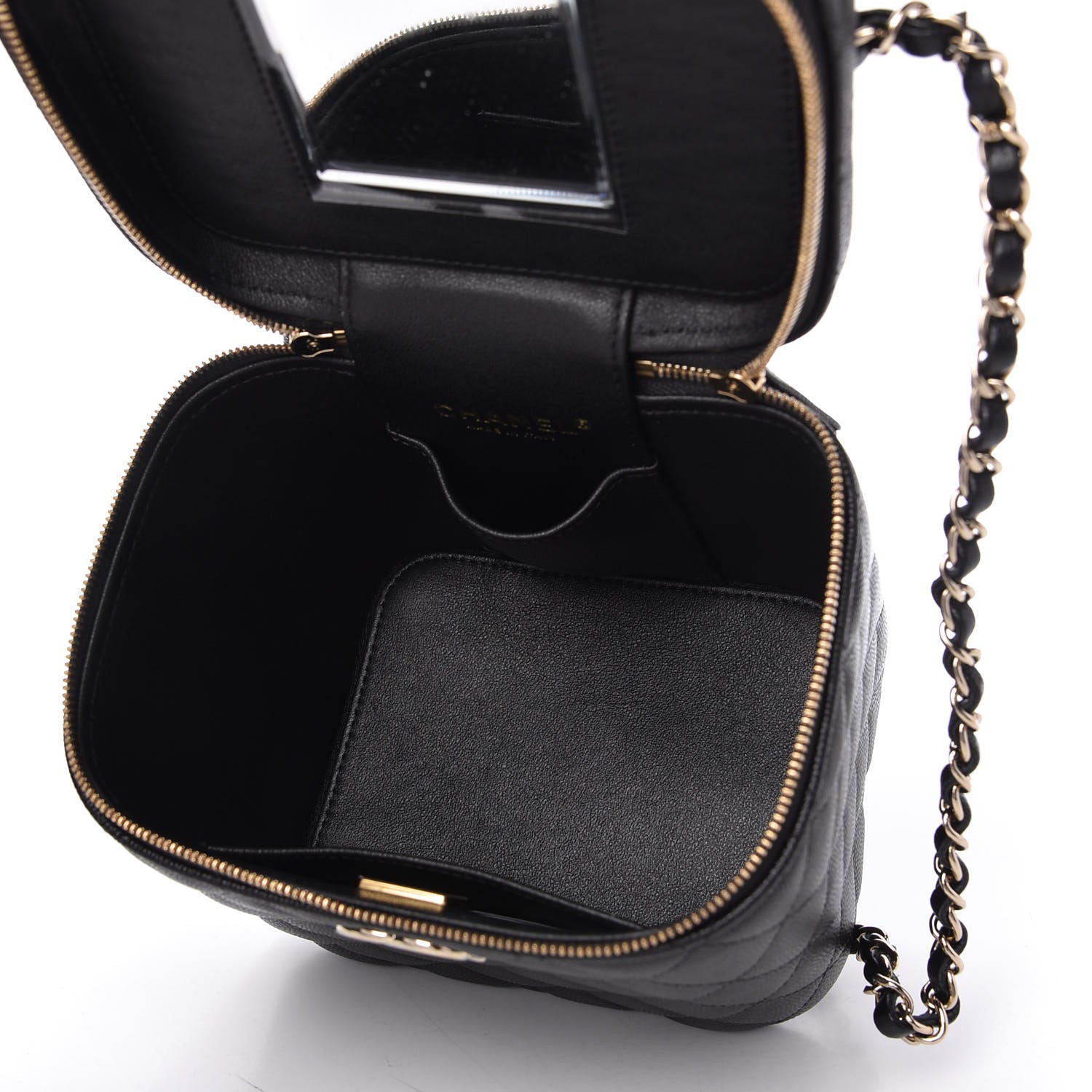 Chanel Caviar Quilted Small Top Handle Vanity Case With Chain Black 5 of 10