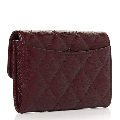 Chanel Caviar Quilted Flap Card Holder Wallet Burgundy 3 of 10